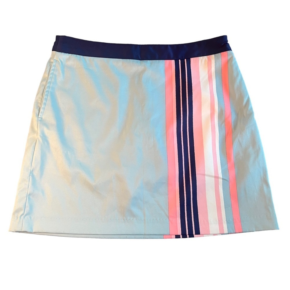 Gu Size 4 Skort Blue Pink Stripes Retro Look Side Zip with One Pocket​​